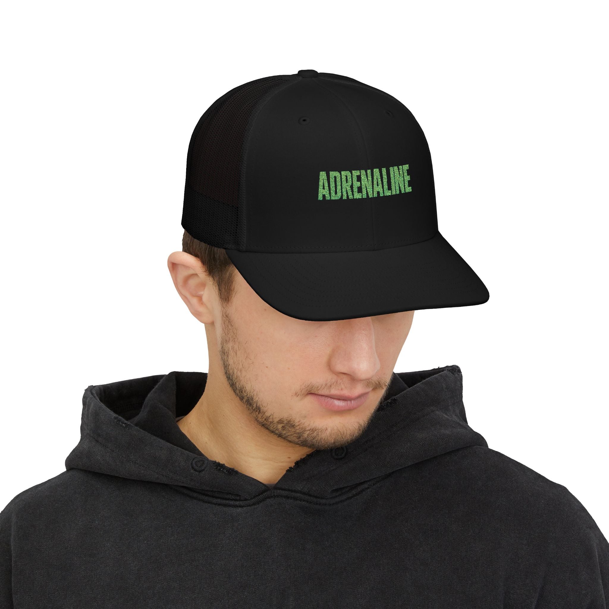 Adrenaline Snapback Trucker Cap – Neon Green Embroidered Mesh Hat