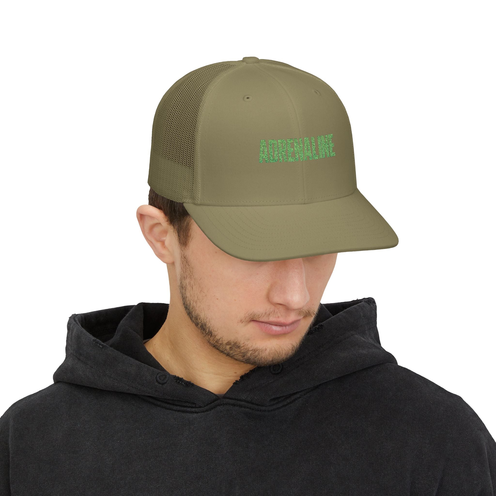 Adrenaline Snapback Trucker Cap – Neon Green Embroidered Mesh Hat