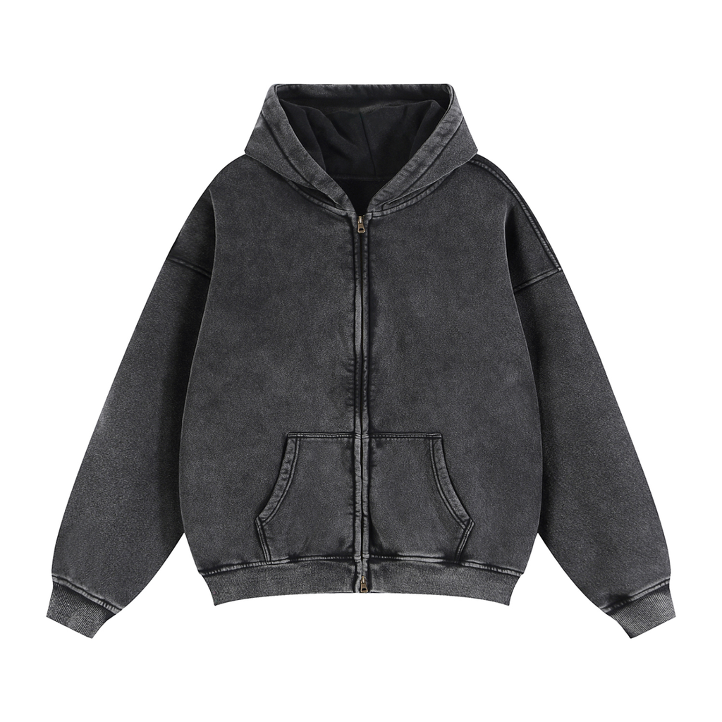 Zip-Through Boxy Fleece Hoodie