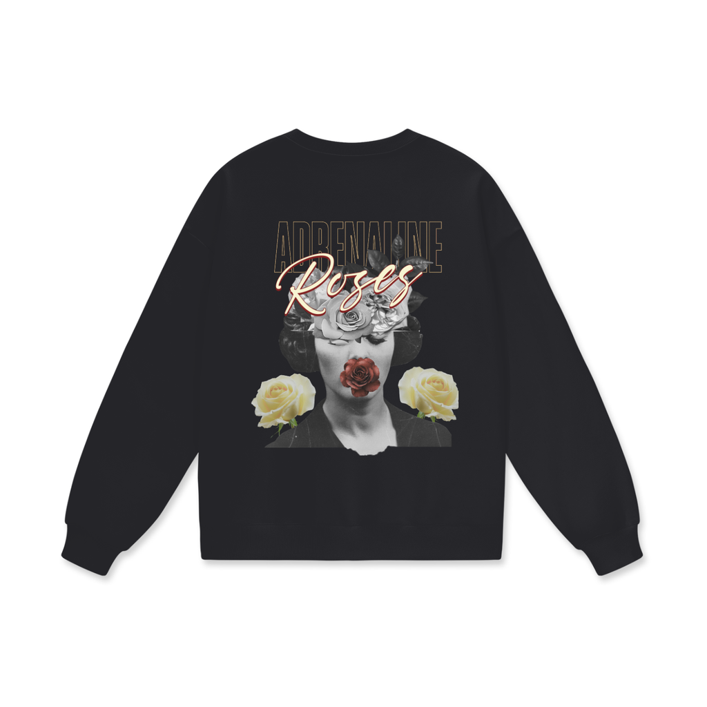 Heavyweight Drop Shoulder Oversized Sweatshirt Roses