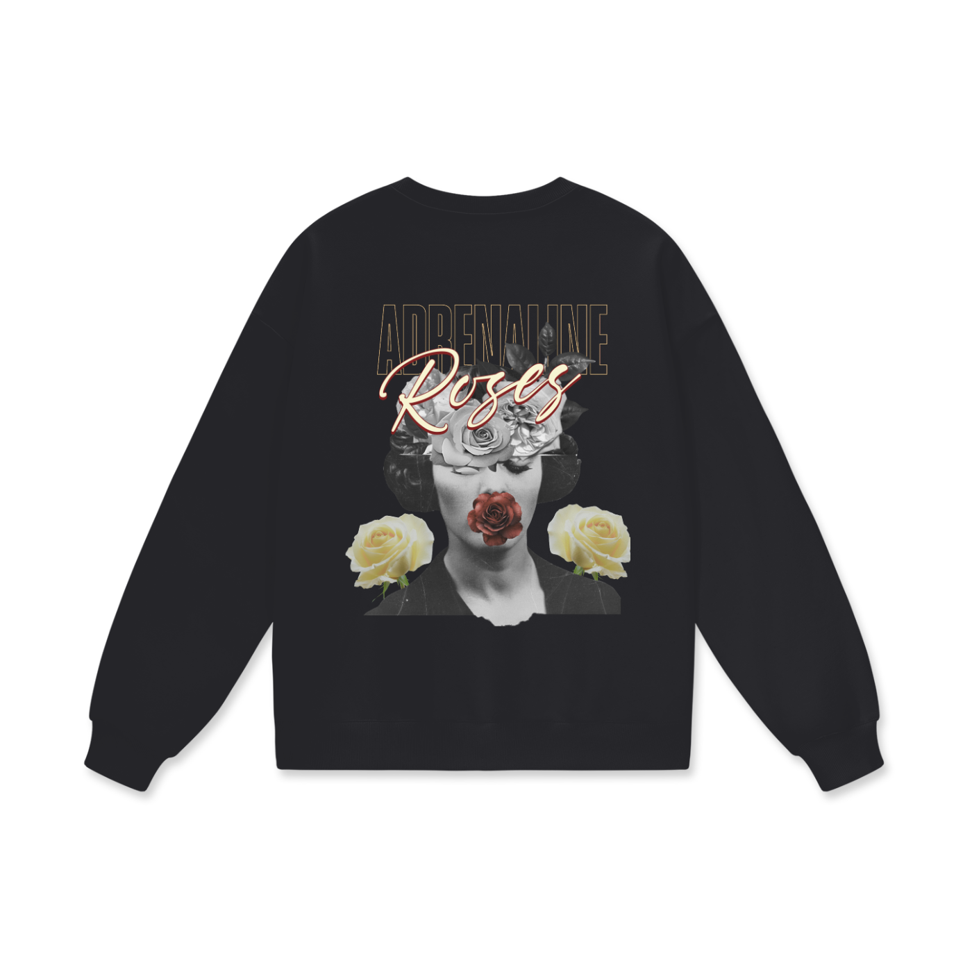 Heavyweight Drop Shoulder Oversized Sweatshirt Roses