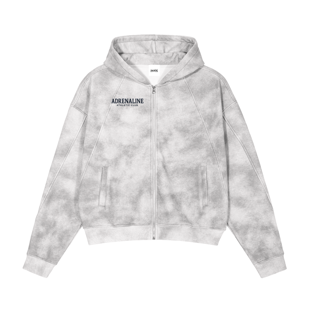 Dirty Washed Zip-Up Fleece Hoodie